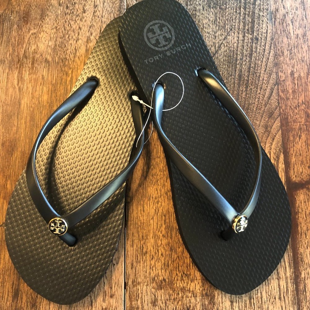 TORY BURCH NWT Thin Flip Flop PVC Black/Black 8